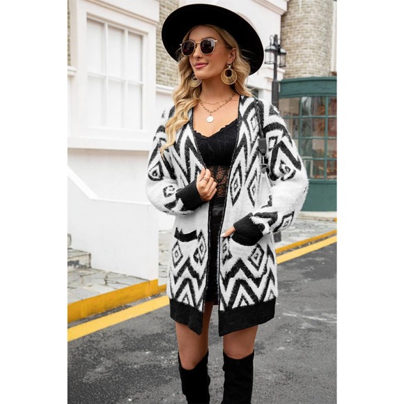 Argyle Open Front Pocket Cardigan - Picture 10 of 11